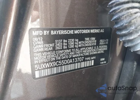 2013 BMW X3 xDrive28I from USA, damaged, VIN 5UXWX9C55D0A13707